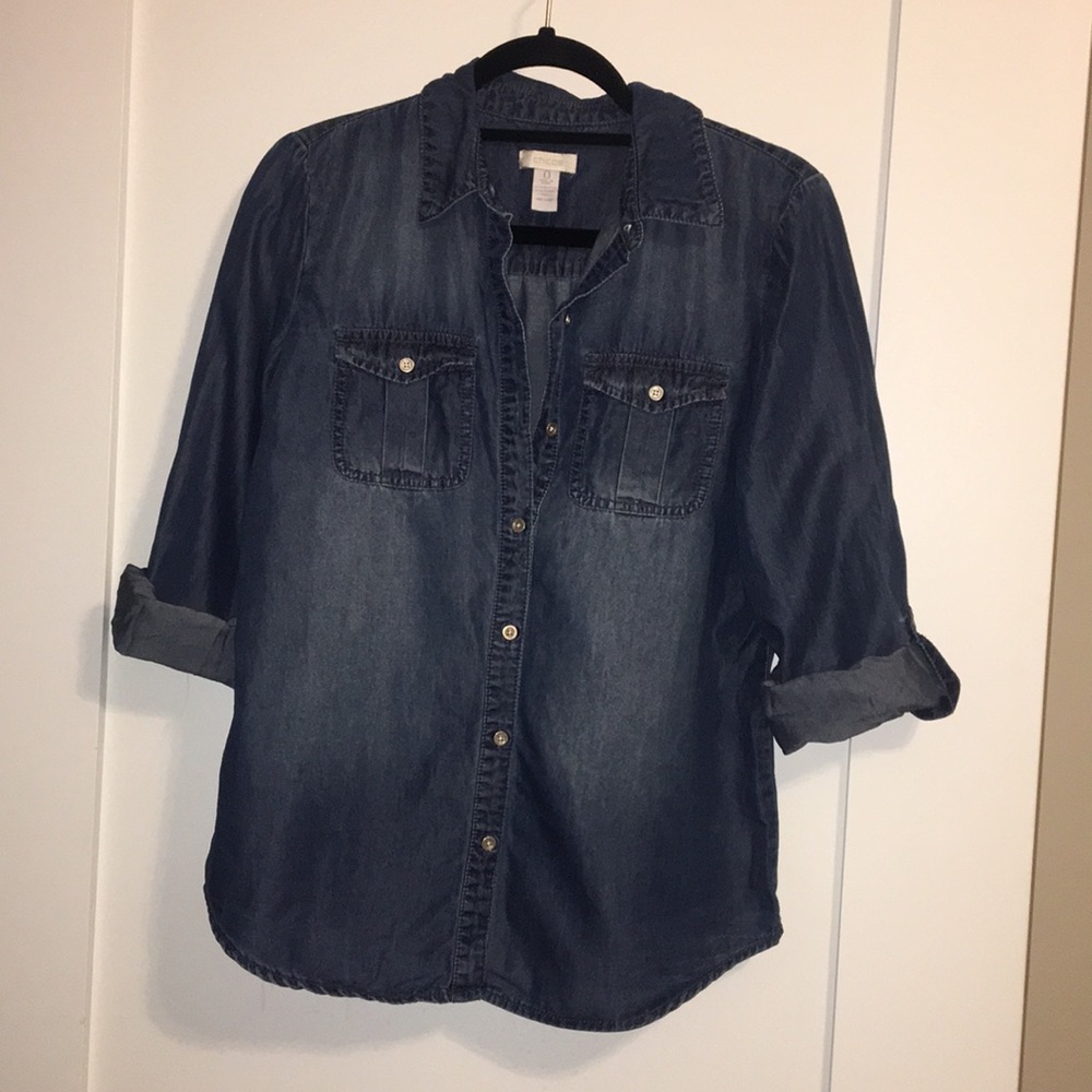 CHICOS Denim Button Down - Size 0 (S/M)